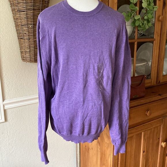 Men’s Club Room Long Sleeve Crewneck Purple Pullover Sweater Size Large New - Picture 1 of 7